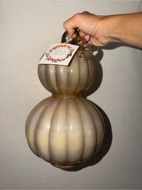 Taupe Stacked Glass Pumpkin Fall Decor